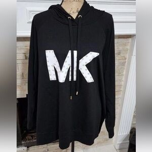Michael Kors 2X Womens Hoodie Sweatshirt Long Sleeve Pullover Black White